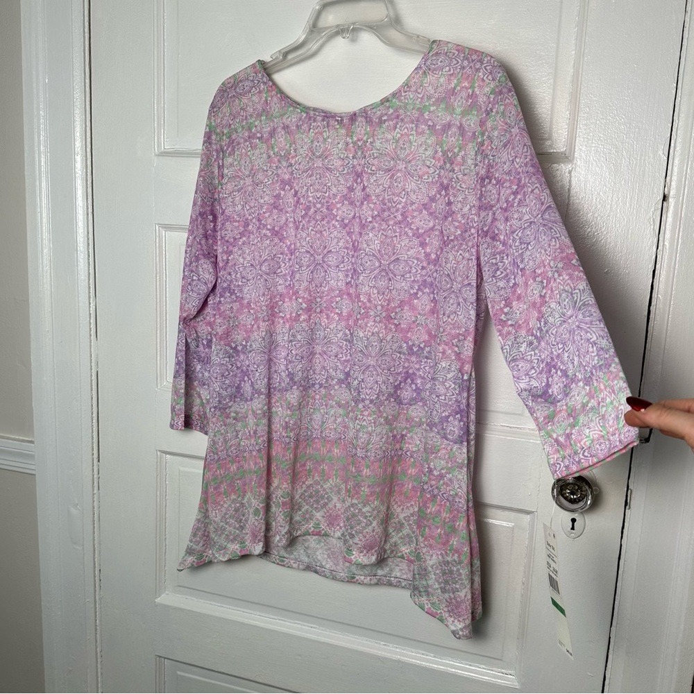 Ruby Rd. Geometric Boho Print Tunic‎ Top Pastel P… - image 3